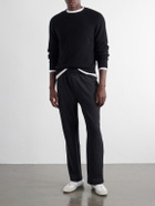 Mr P. - Straight-Leg Striped Cotton-Blend Jersey Sweatpants - Black