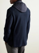SEASE - Panelled Virgin Wool-Blend and Nylon-Blend Hooded Blazer - Blue