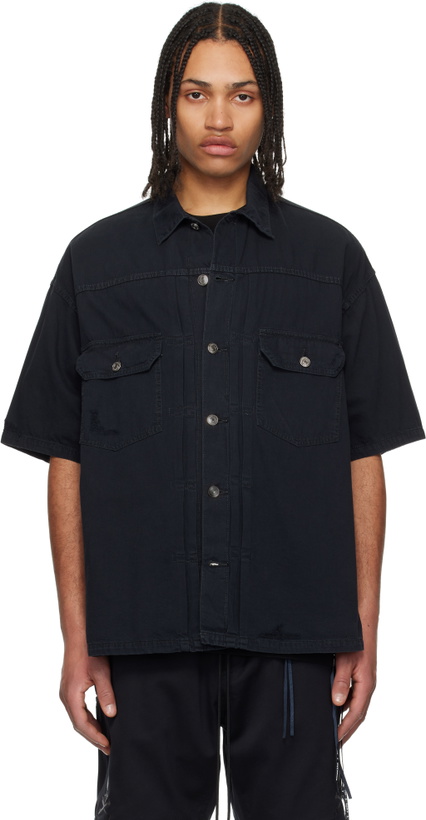 Photo: mastermind JAPAN Black Distressed Denim Shirt