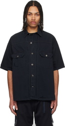 mastermind JAPAN Black Distressed Denim Shirt