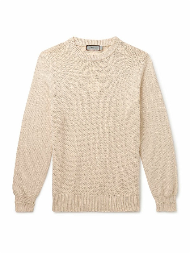 Photo: Canali - Textured-Cotton Sweater - Neutrals