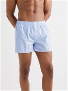 Hanro - Fancy Striped Cotton-Jacquard Boxer Shorts - Blue