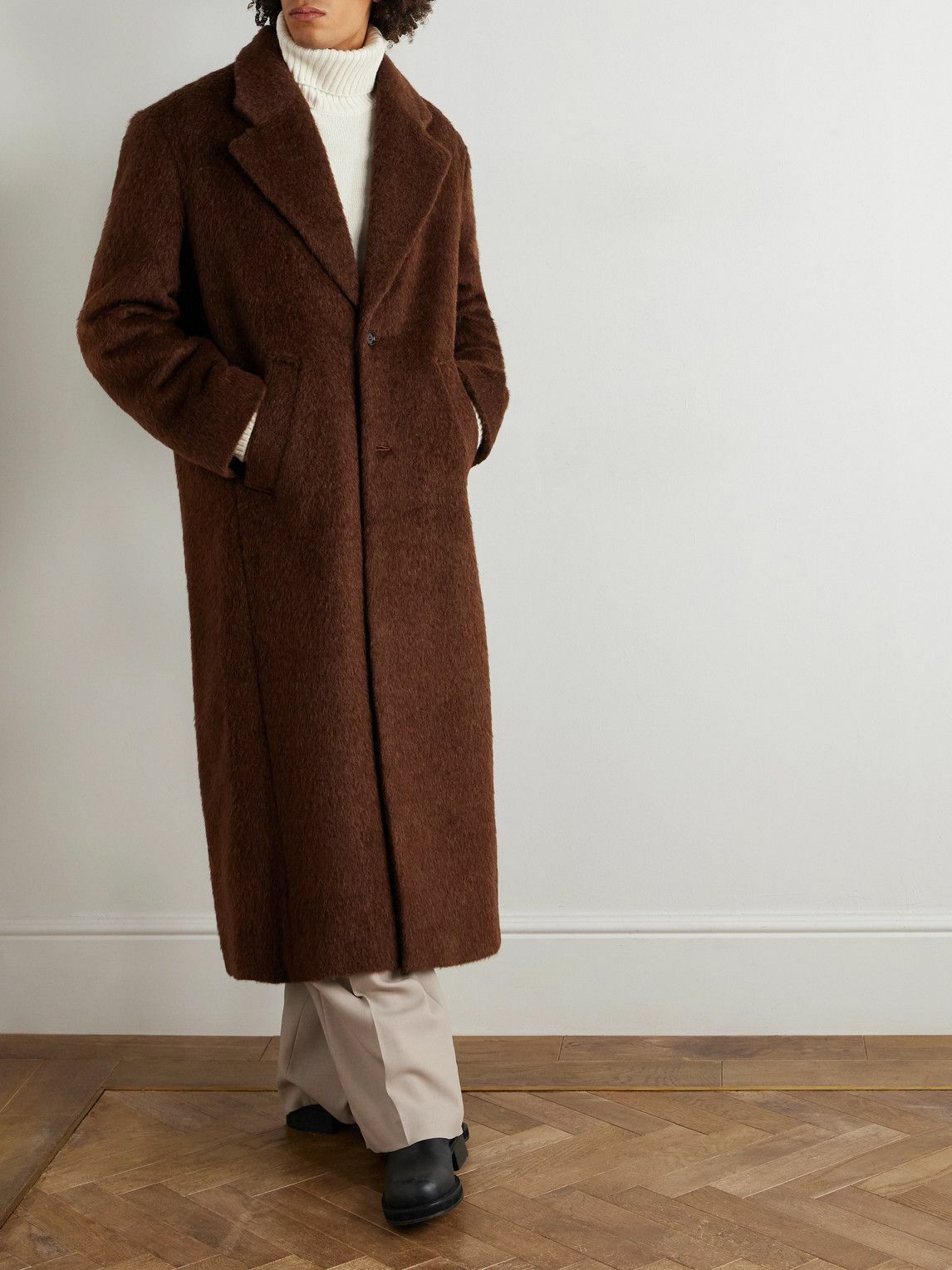 Séfr - Alois Brushed-Knit Coat - Brown