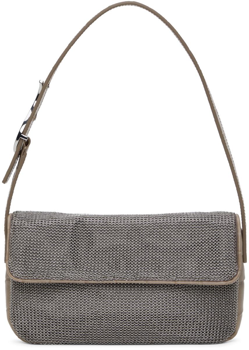 Staud Silver & Taupe Chainmail Tommy Bag Staud