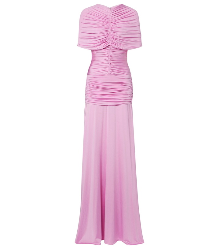 Photo: Self-Portrait Caped ruched jersey maxi dress