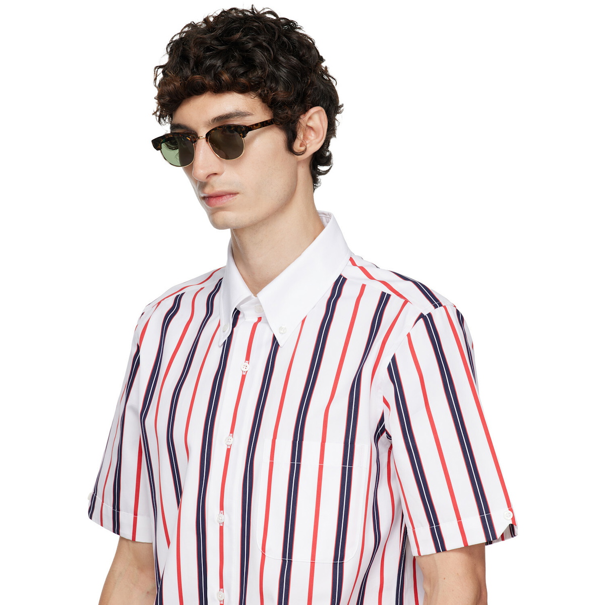Thom Browne Brown Acetate & Titanium Oval Sunglasses