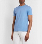 Isaia - Silk and Cotton-Blend Jersey T-Shirt - Blue