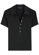 Veronica Beard Kearney Ribbed Stretch-cotton Polo Shirt Black