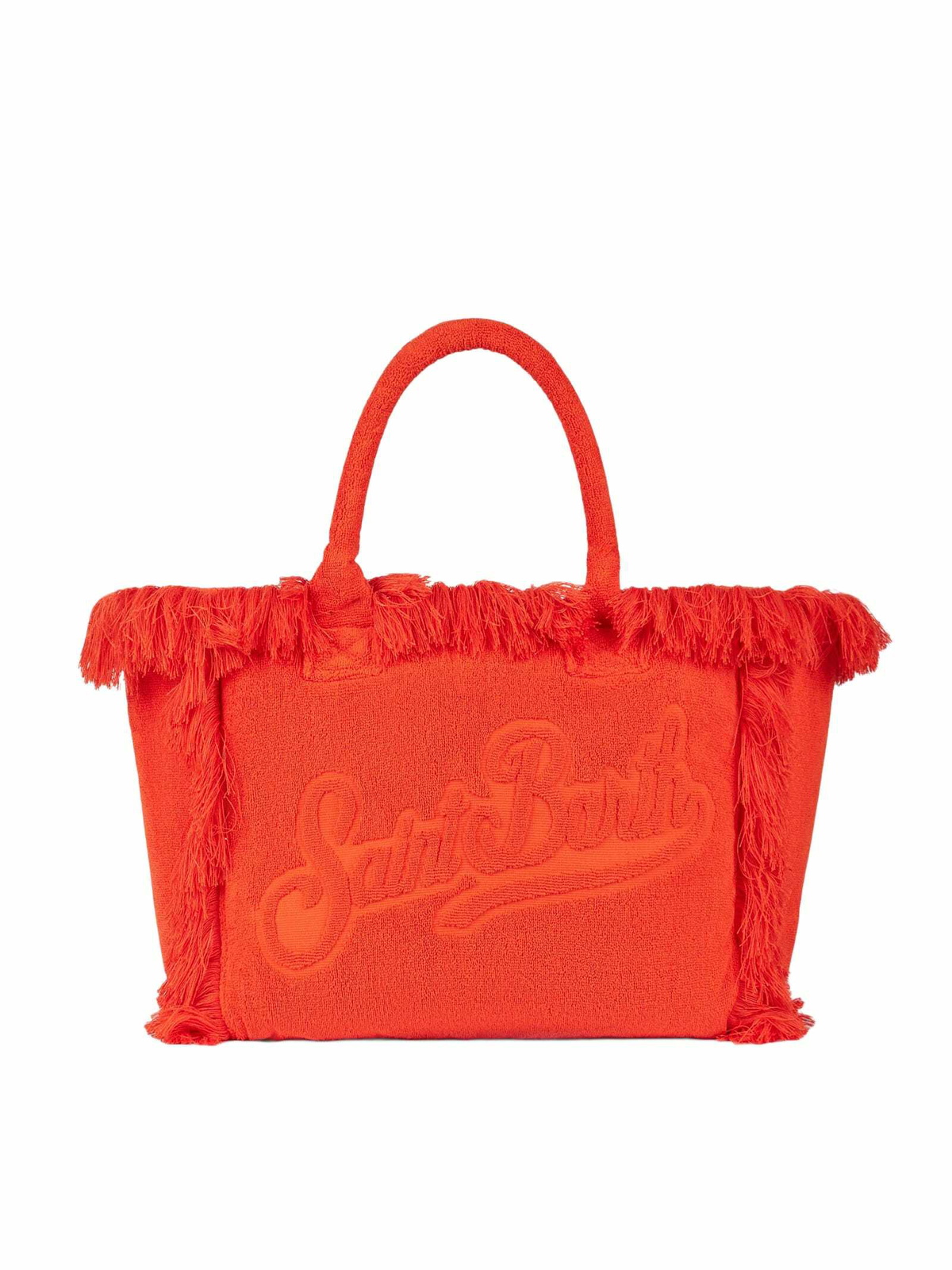 MC2 Saint Barth Vanity Orange Terry Shoulder Soft Bag With Embossed Logo