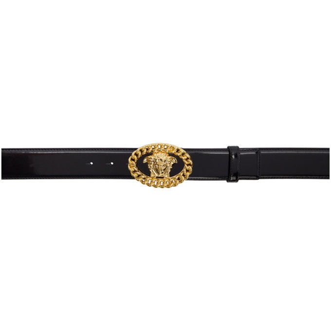 Photo: Versace Gold and Black Medusa Chain Belt