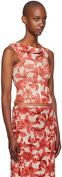Miaou Beige & Red Magda Corset Top