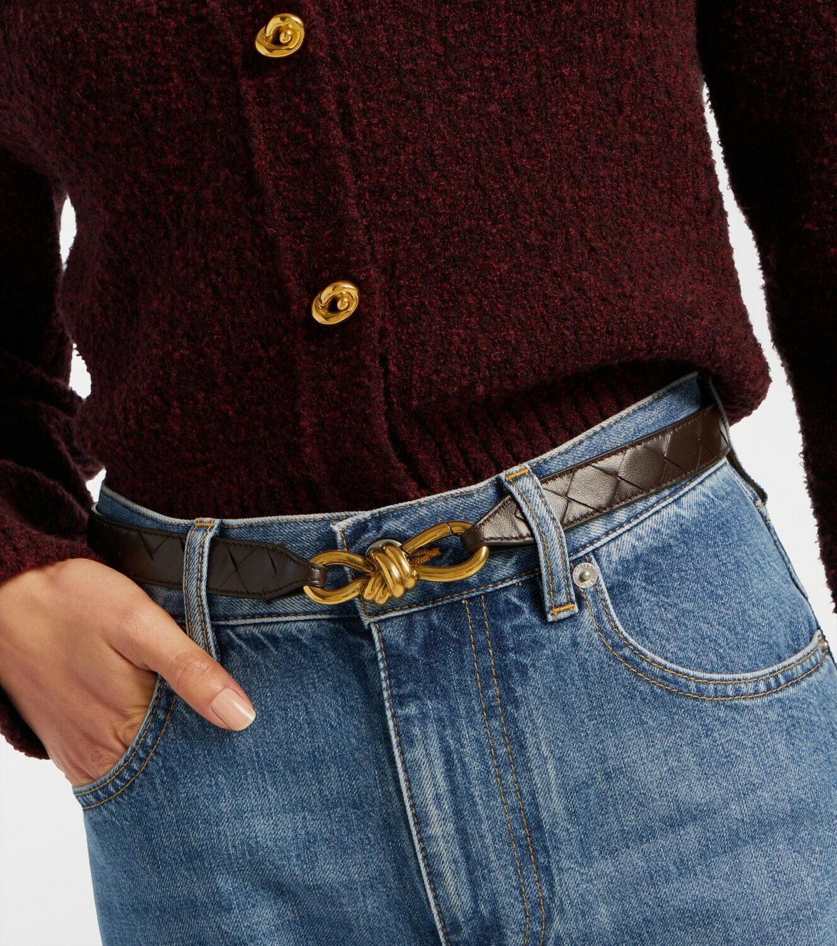 Bottega Veneta Knot Intrecciato leather belt