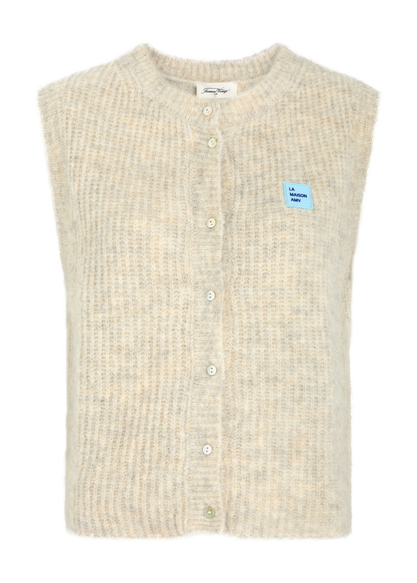 Photo: American Vintage East Logo Ribbed-knit Vest Cream