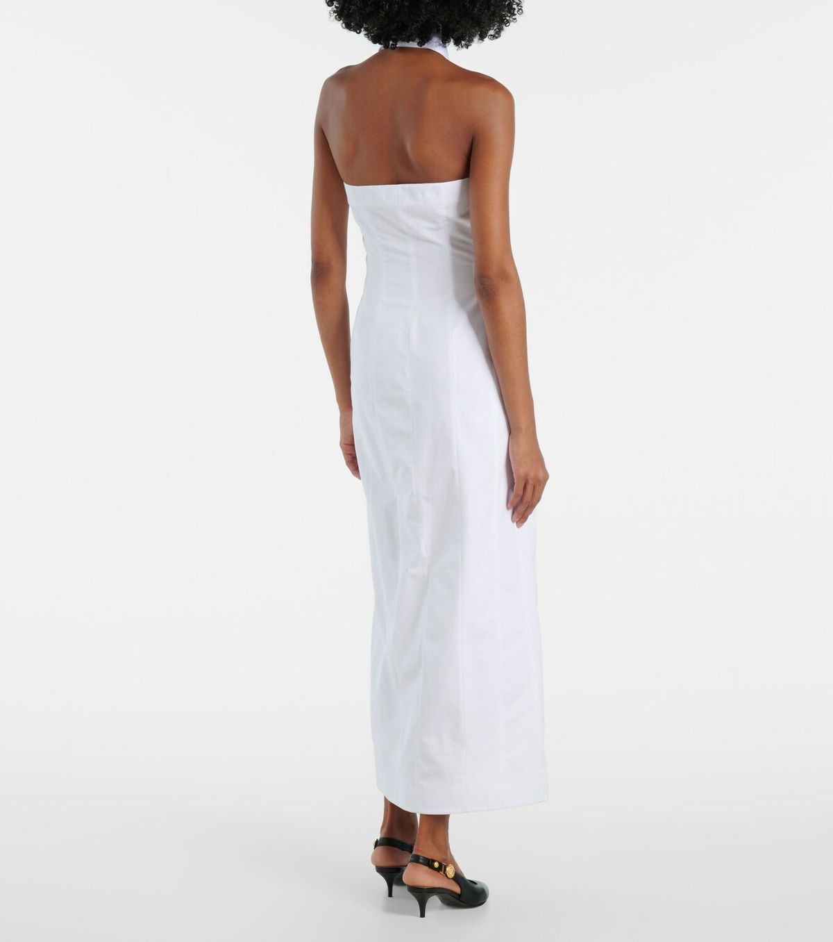 Balmain Open-back buttoned poplin shirt dress