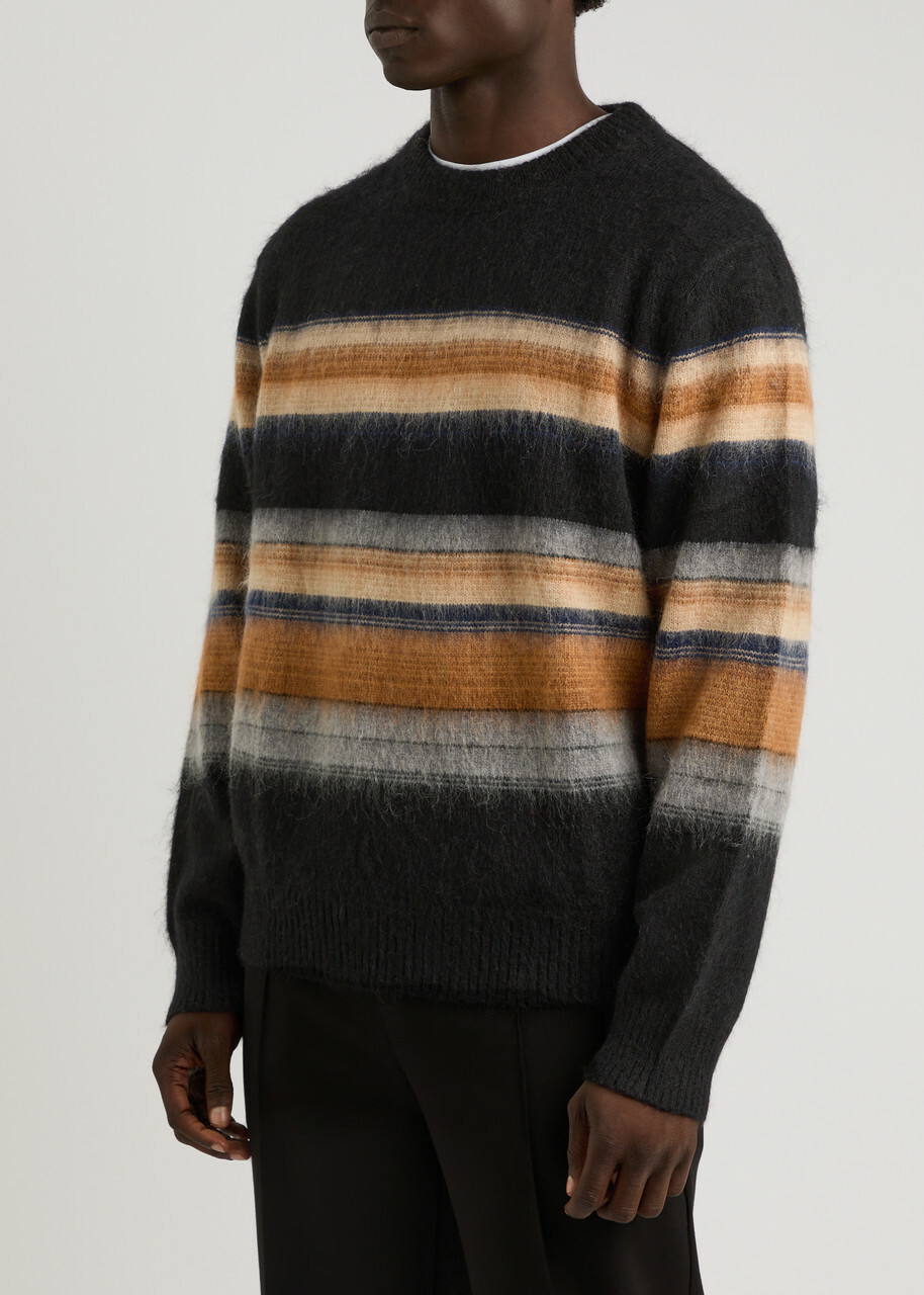 Wax London Wilde Striped Wool-blend Jumper Black