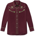 Needles - Logo-Embroidered Piped Twill Shirt - Burgundy