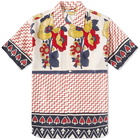 Bode Men's Ziggy Bloom Short Sleeve Shirt in Red Multi