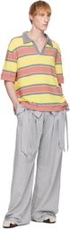 ANDREJ GRONAU Pink & Yellow Striped Polo