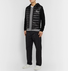 Moncler - Slim-Fit Panelled Waffle-Knit Cotton and Quilted Shell Down Zip-Up Sweater - Black