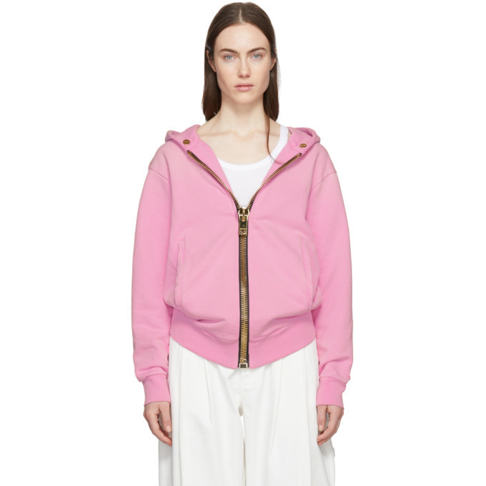 Photo: Palm Angels Pink Maxi Zip Hoodie