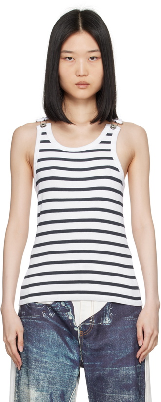 Photo: Jean Paul Gaultier White 'The Strapped Marinière' Tank Top