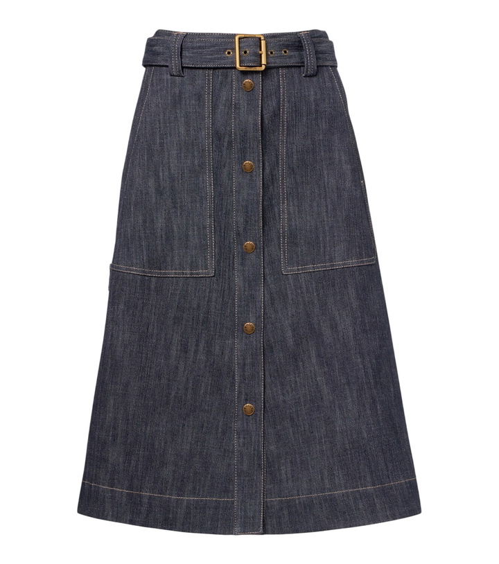 Photo: Moncler Belted denim midi skirt