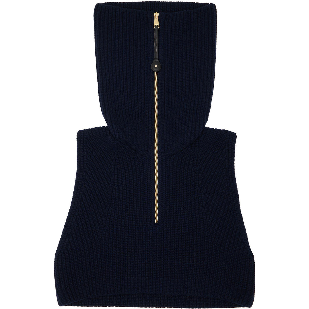 Moncler Navy Wool & Cashmere Zip-Up Cape Collar