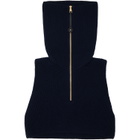 Moncler Navy Wool & Cashmere Zip-Up Cape Collar