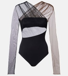 Nensi Dojaka Cutout ruched sheer bodysuit