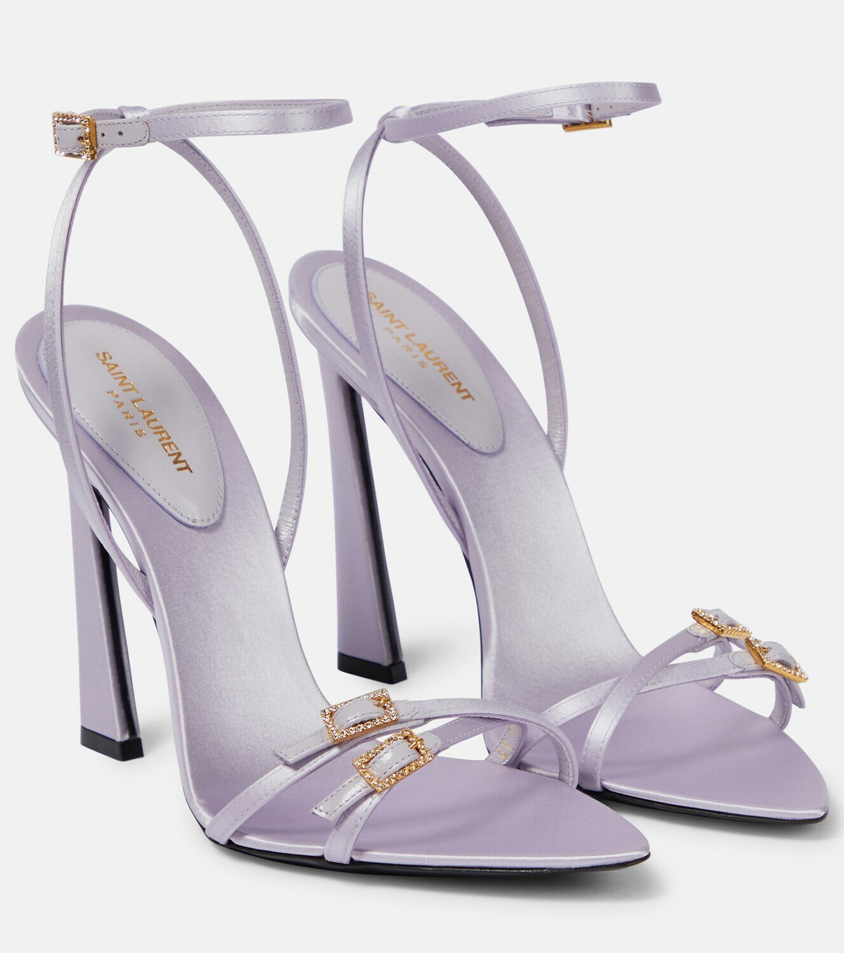 【Saint Laurent】サテンドミニクサンダル 110 Saint Laurent - Lila 110 embellished satin sandals Saint Laurent