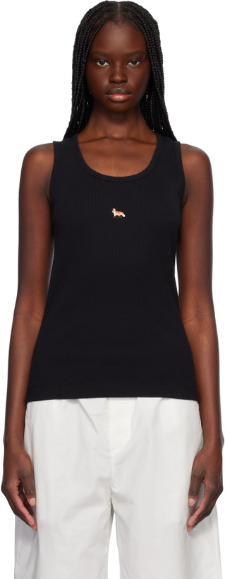 Photo: Maison Kitsuné Black Baby Fox Ribbed Tank Top