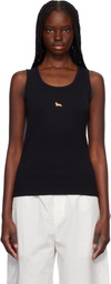 Maison Kitsuné Black Baby Fox Ribbed Tank Top
