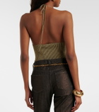 Roberto Cavalli Embellished halterneck lamé bodysuit