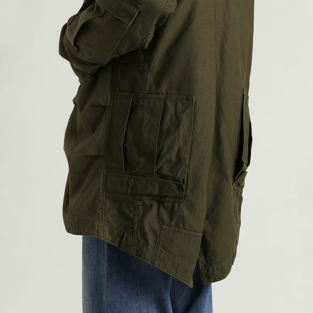 Junya Watanabe MAN Men's x Needles Cotton Satin Parka Jacket in Khaki