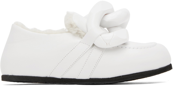 Photo: JW Anderson White Shearling Chain Loafers