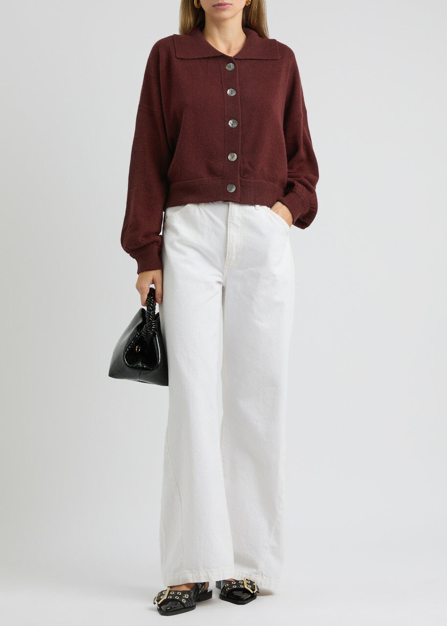 Crush Cashmere Lennon Cashmere Cardigan Burgundy
