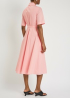 Emilia Wickstead Ruble Belted Cotton Midi Shirt Dress Light Pink