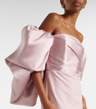 Solace London Floris satin-trimmed off-shoulder gown