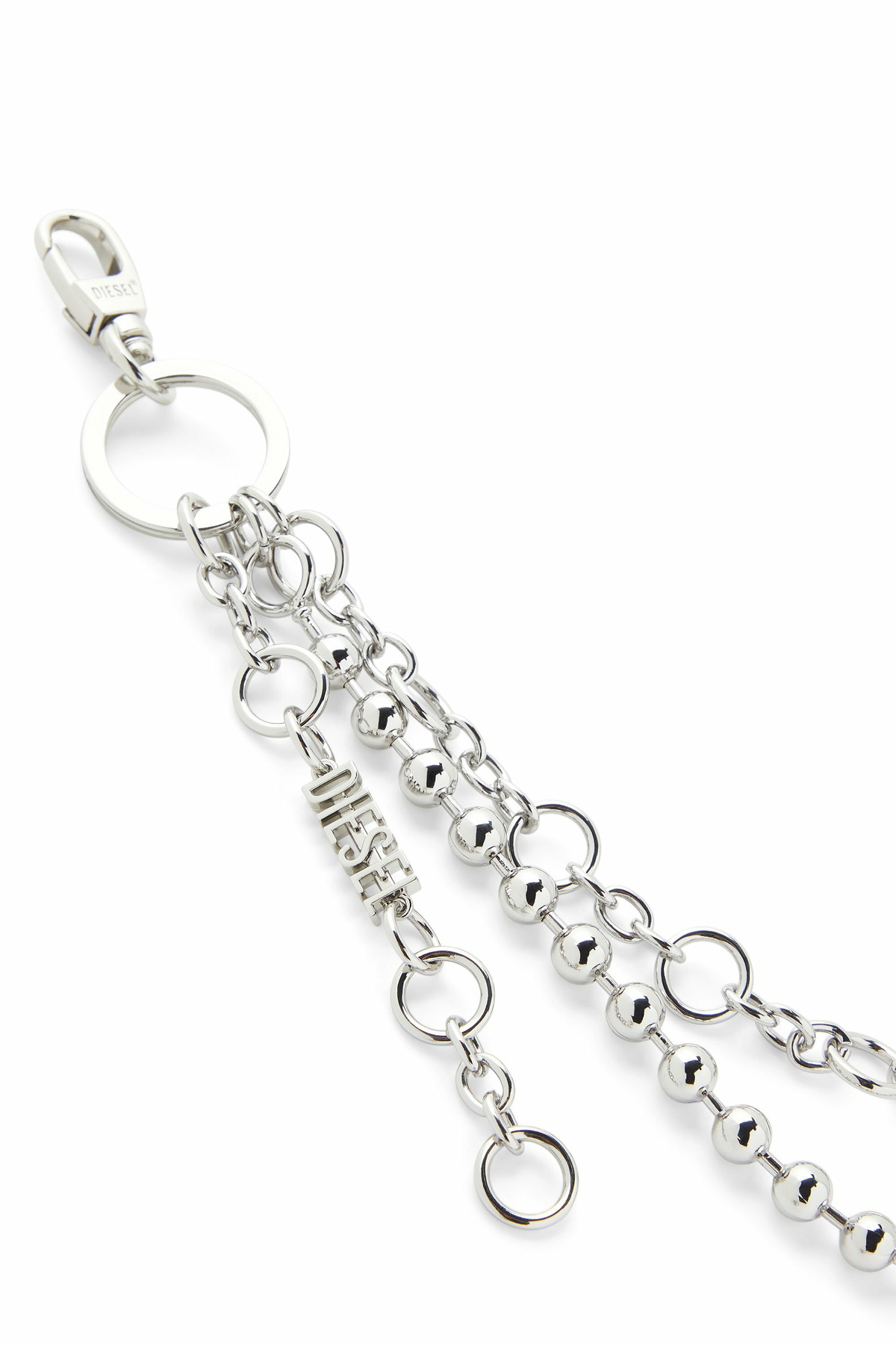 Diesel Layered chain charm with heart and Diesel pendant - Charms and Keyrings Womens in Silver