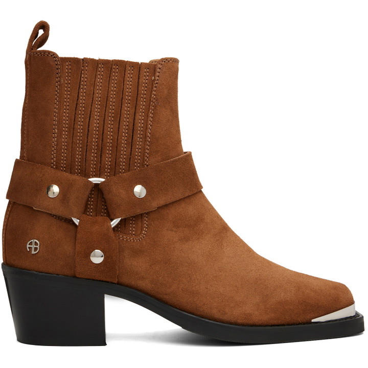 Photo: ANINE BING Tan Mid Biker Boots