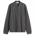 Palmes Men's Lace Long Sleeve Zip Polo in Charcoal