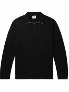 NN07 - Luis Slim-Fit Waffle-Knit Half-Zip Sweater - Black