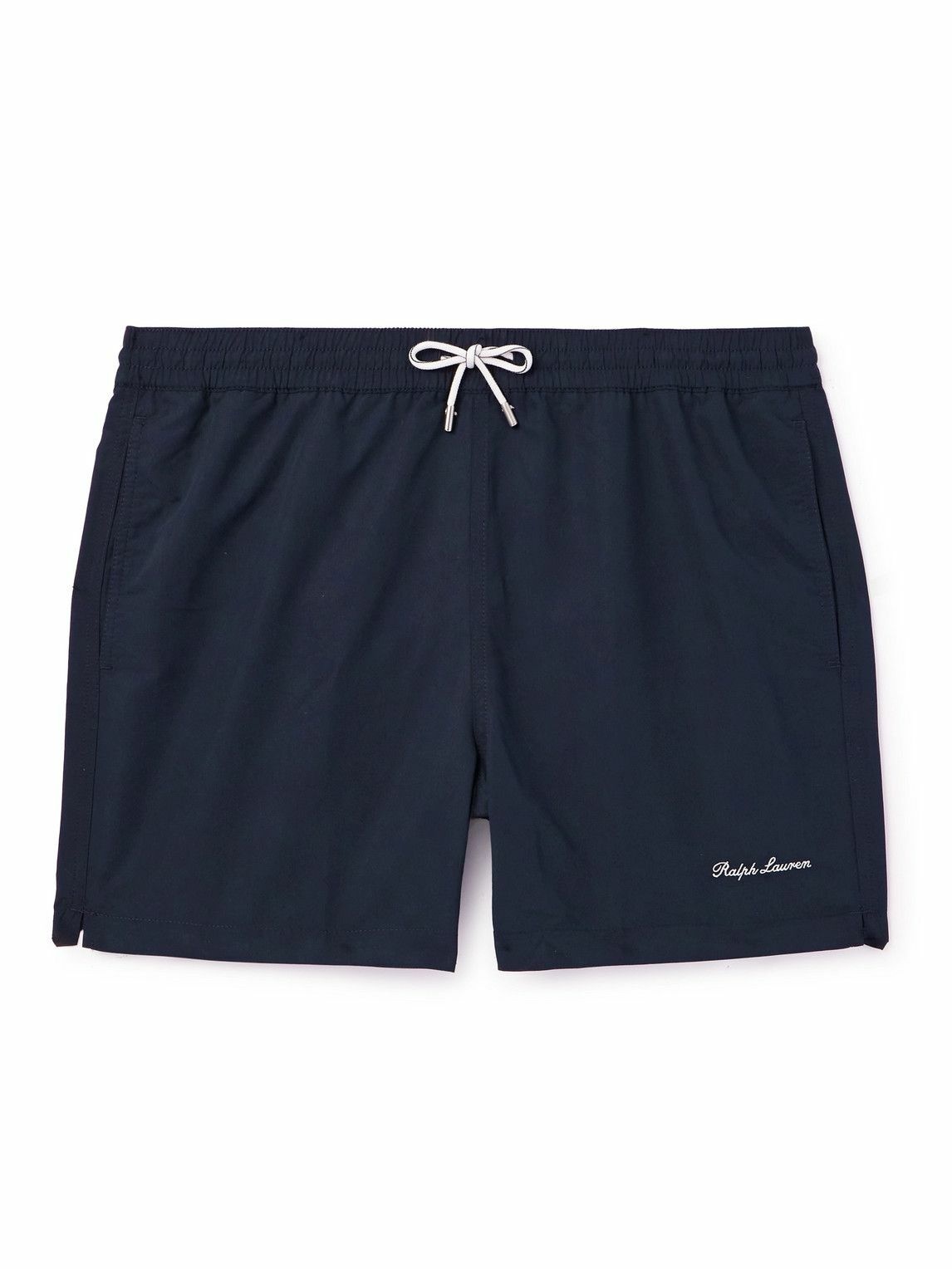 Photo: Ralph Lauren Purple label - Amalfi Straight-Leg Logo-Embroidered Swim Shorts - Blue