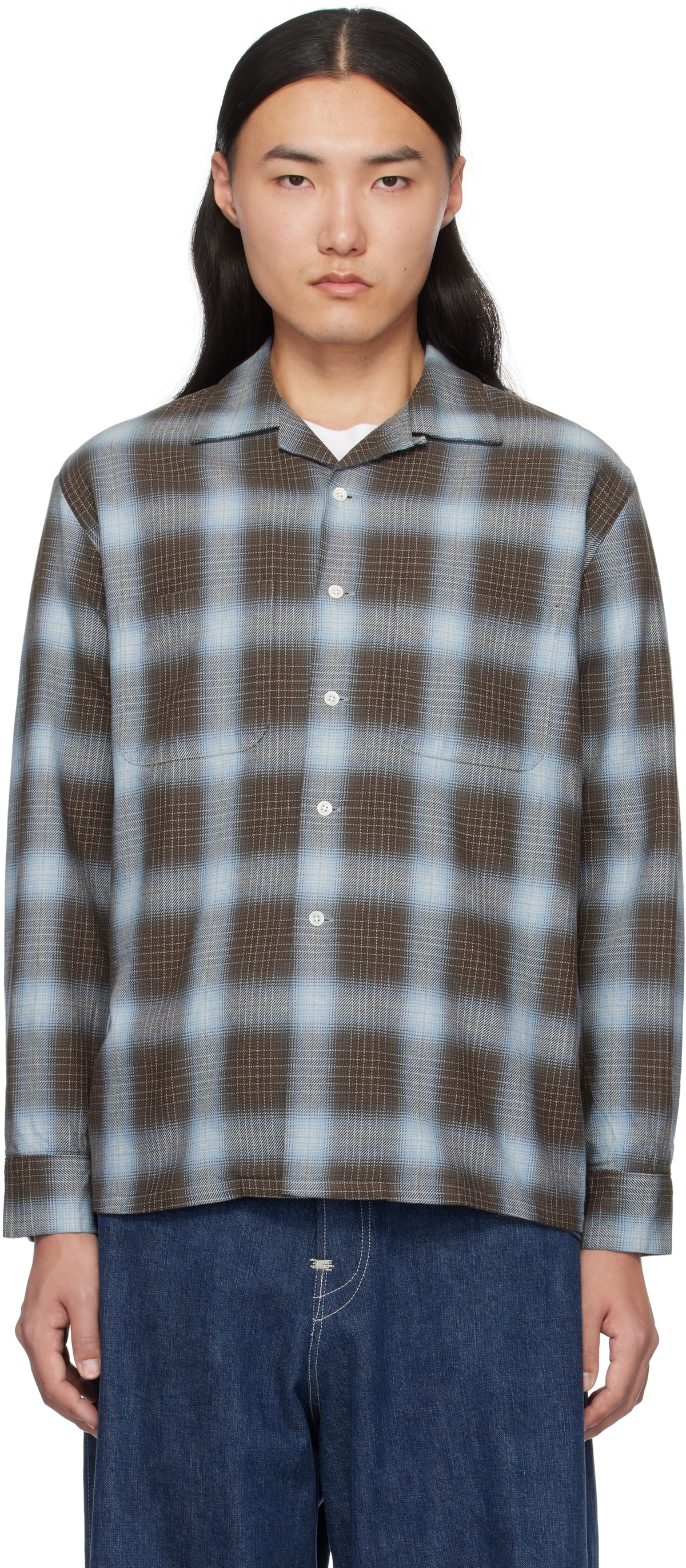 トップス C.Flannel Ombre Open Collar SH BLUE C.Flannel Ombre Open Collar SH BLUE - メルカリ