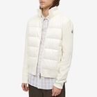 Moncler Men's Knit Down Funnel Neck Cardigan in White