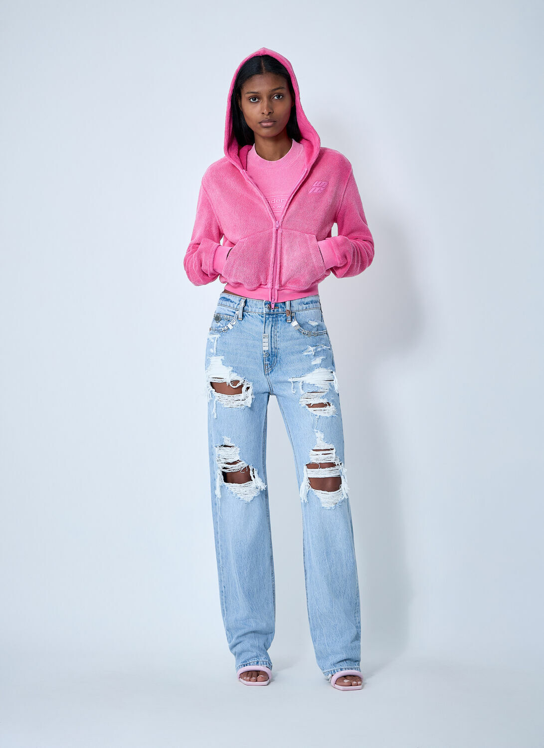 Alexander Wang Logo Motif Zip-Up Sweatshirt