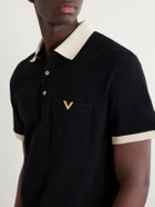 Valentino Garavani - VGold Cotton-Piqué Polo Shirt - Black