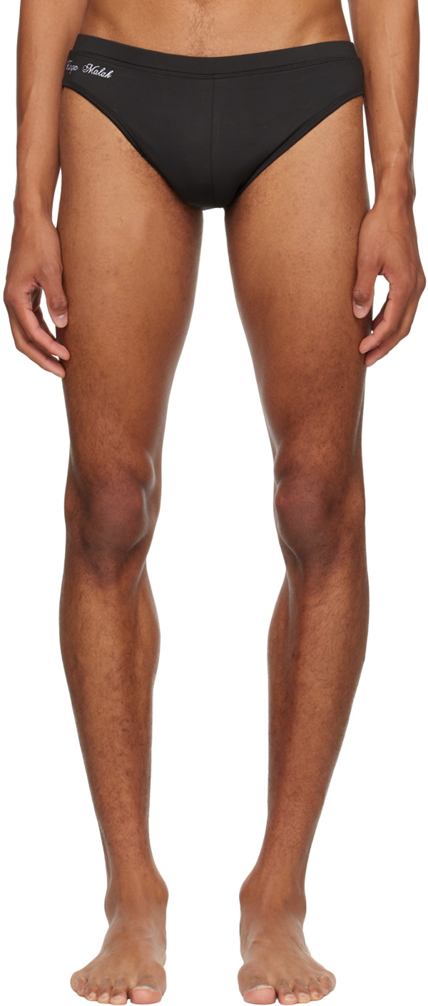Raga Malak Black Embroidered Swim Briefs