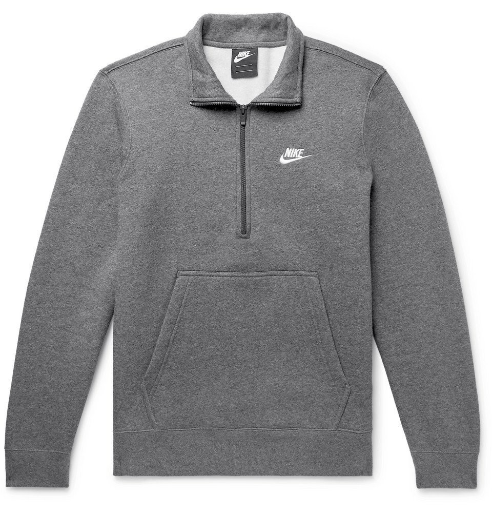 Acera delicado guapo Nike - Sportswear Mélange Fleece-Back Cotton-Blend Half-Zip Sweatshirt - Men  - Gray Nike