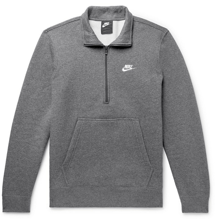 Photo: Nike - Sportswear Mélange Fleece-Back Cotton-Blend Half-Zip Sweatshirt - Men - Gray